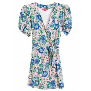 Lilly Pulitzer Sailynn Romper "Rumor Has It" Pink Medium Puff Sleeve  MSRP $168
